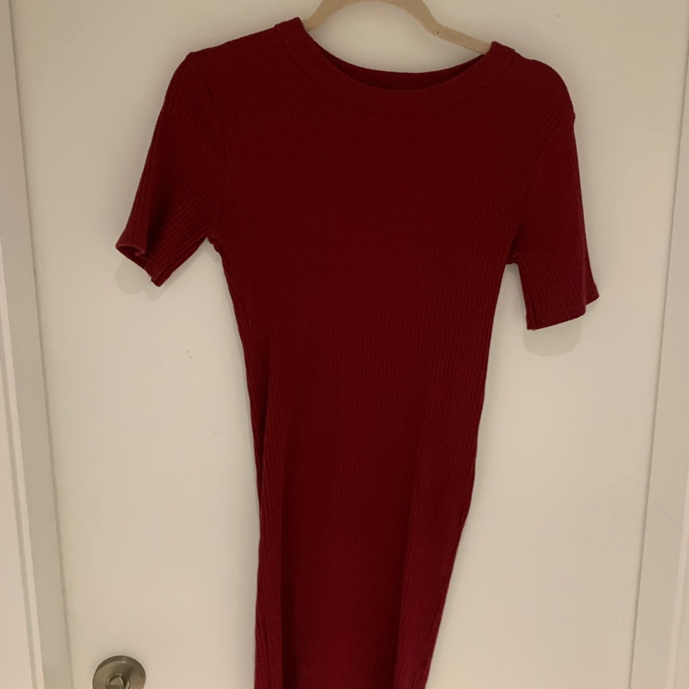 Zara Ribbed Short Sleeve Sweater Dress